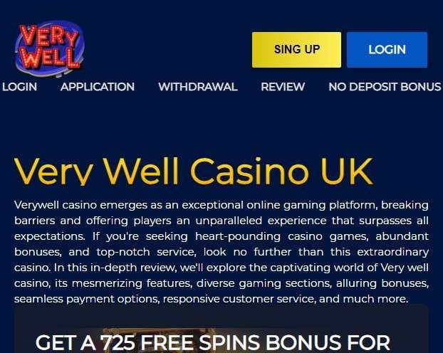 Verywell casino login in United Kingdom